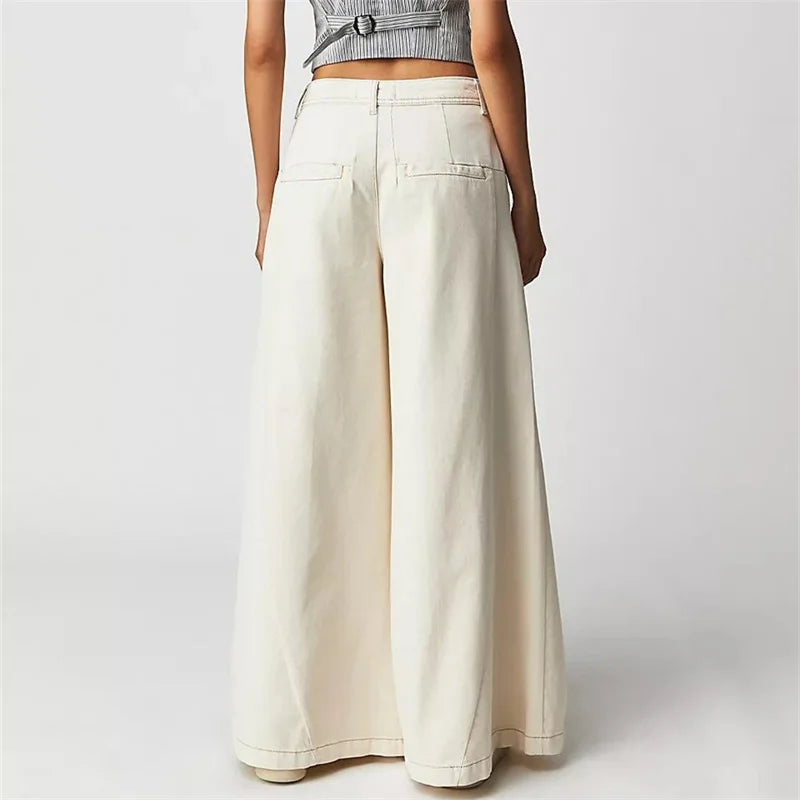 Merle | Pleated Front High Rise Cuffed Wide Leg Jeans - View 20