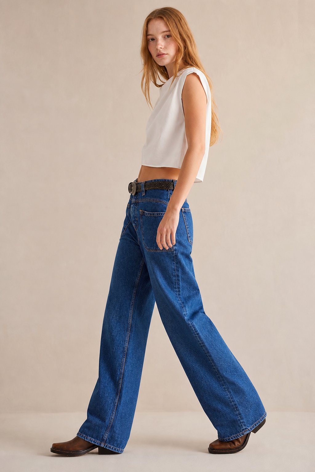 Noor | High Waist Patch Pocket Wide Leg Denim Jeans