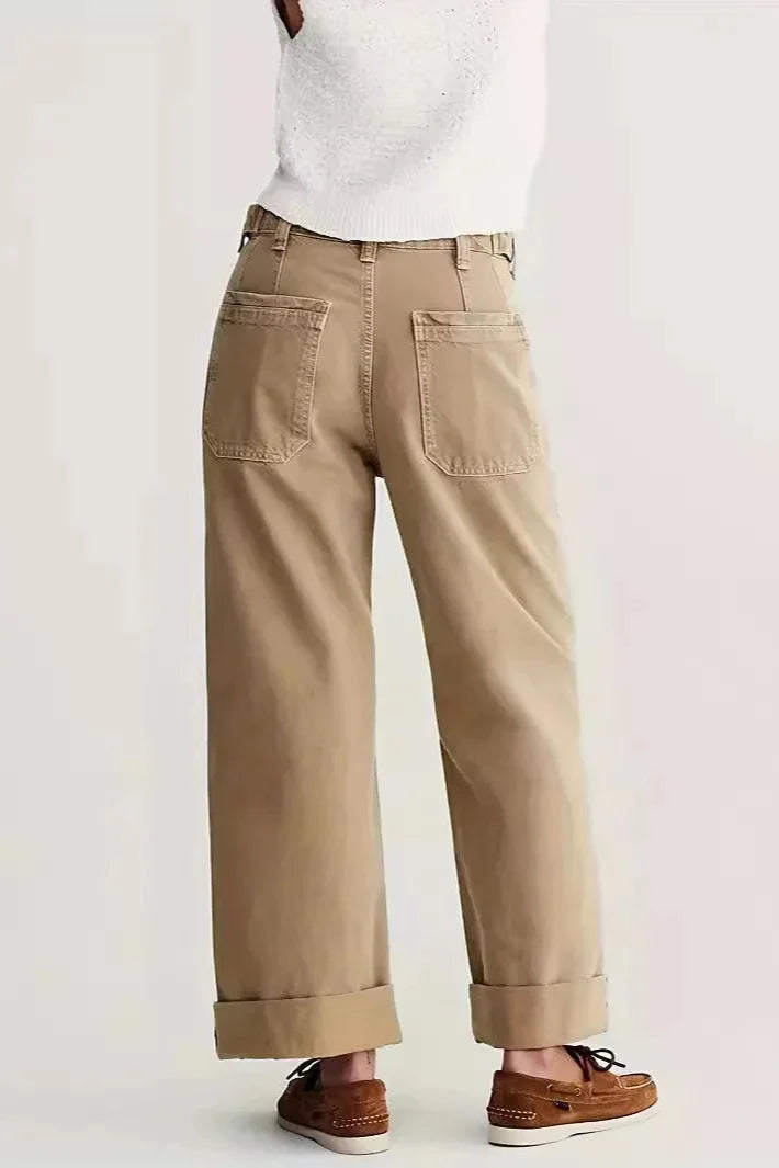 Noor | High Waist Patch Pocket Wide Leg Denim Jeans - View 22