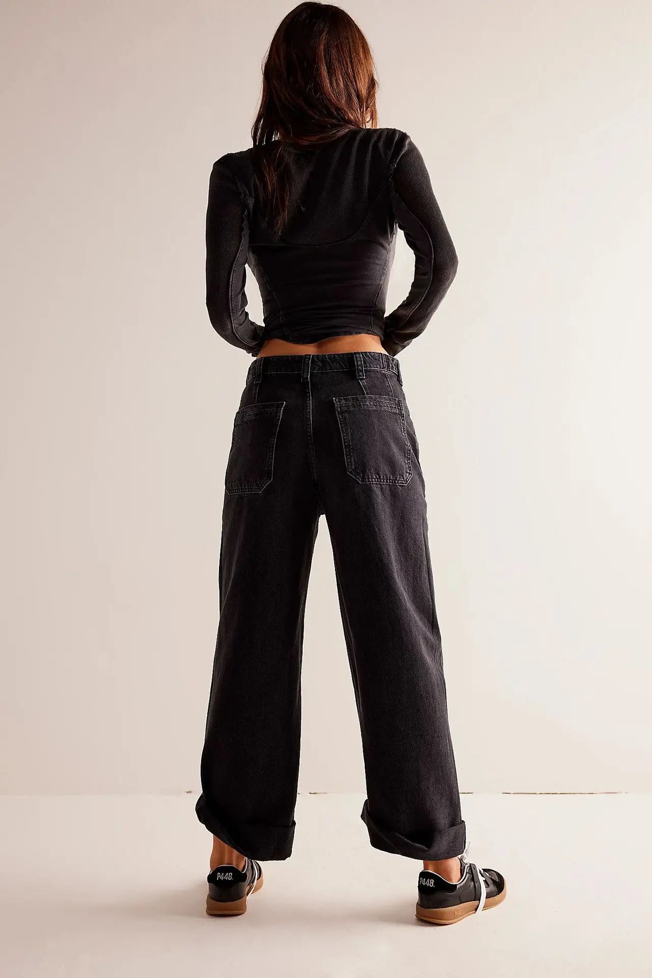 Noor | High Waist Patch Pocket Wide Leg Denim Jeans - View 27
