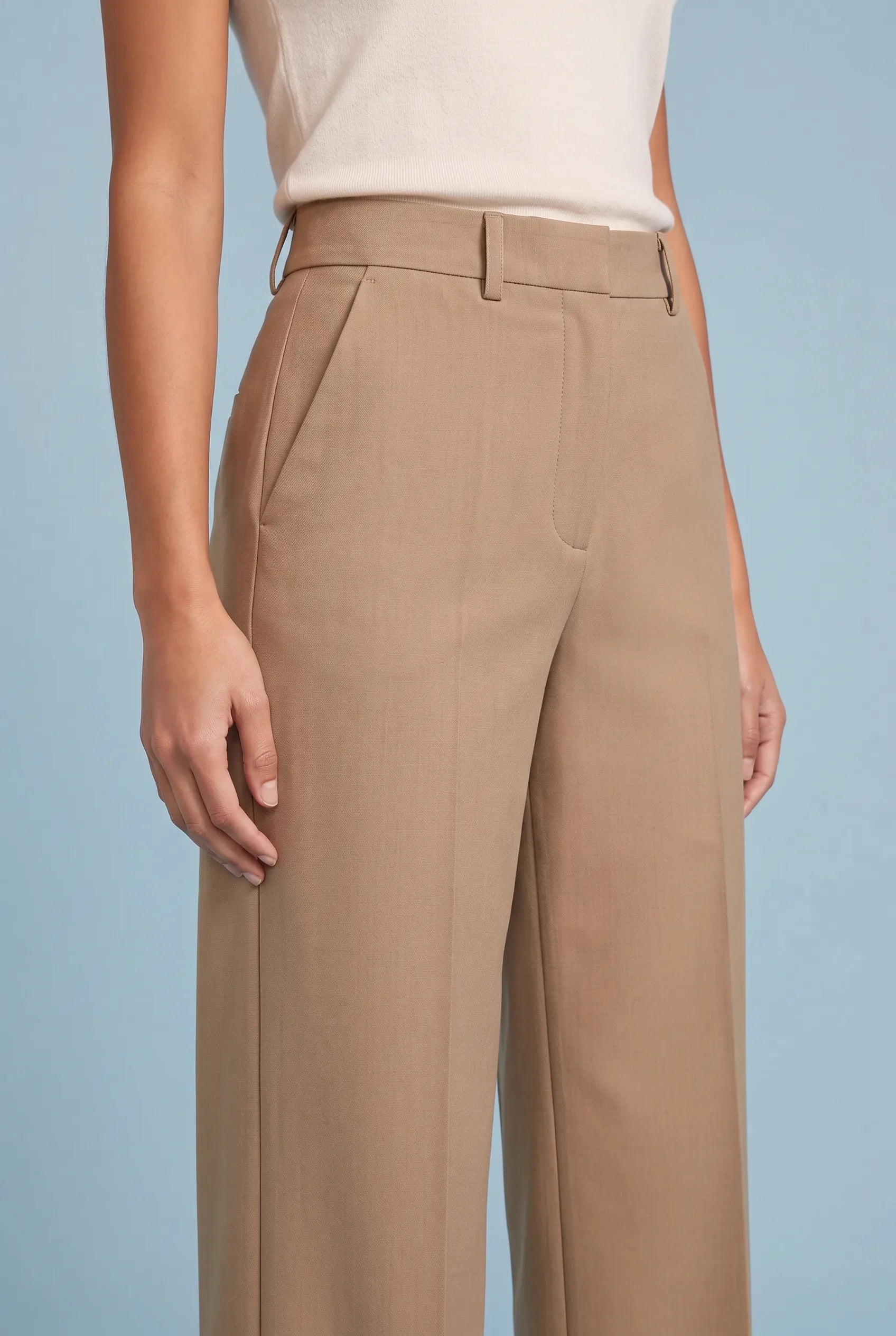 Odile | Belt Loop Pressed Crease Tailored Wide Leg Trousers - View 4