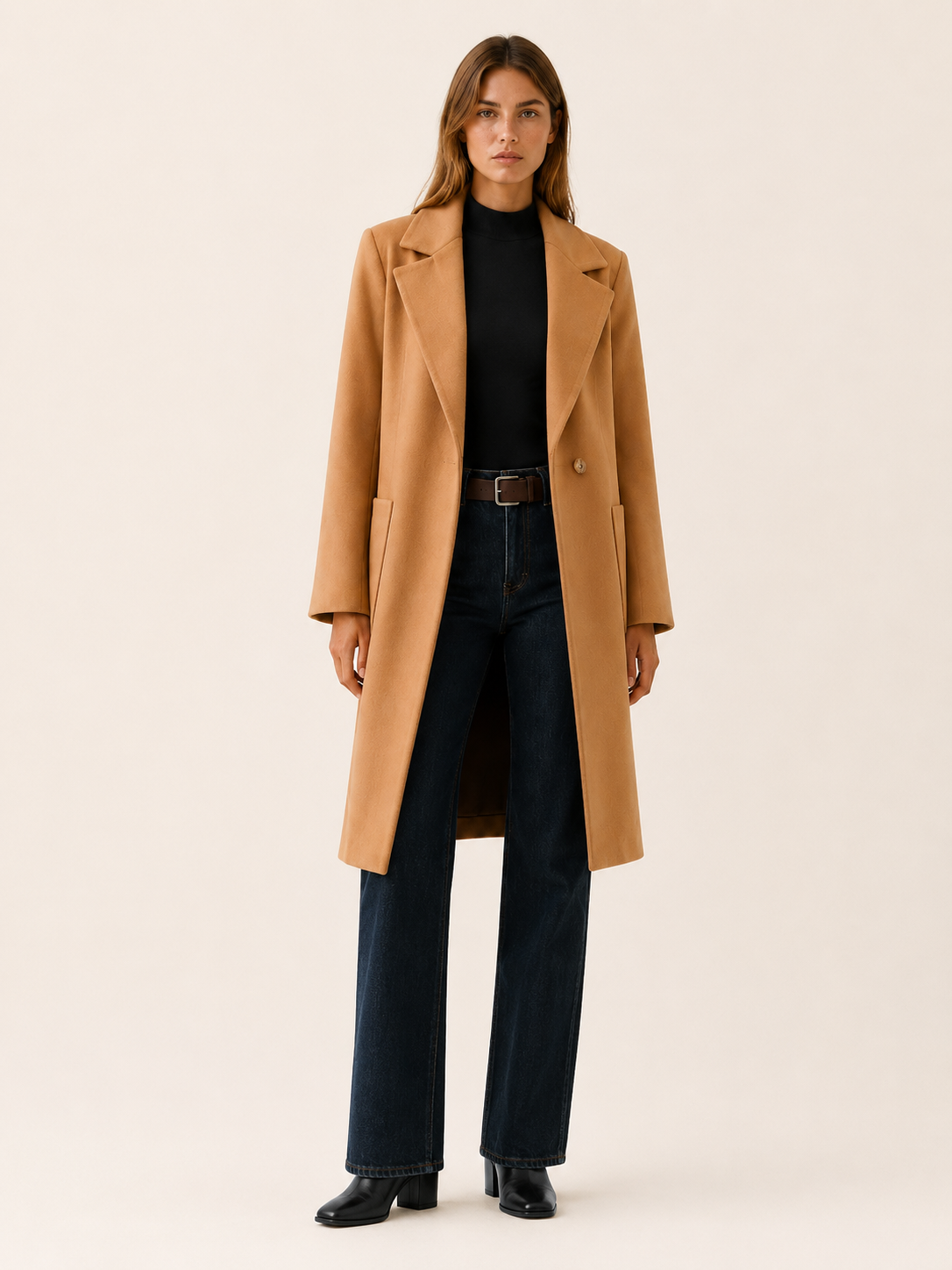 Ophelia | Single Button Notch Lapel Patch Pocket Long Coat