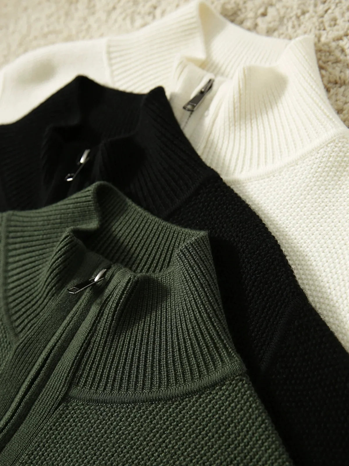 Orla | Stand Collar Two Way Zip Wool Knit Cardigan - View 11