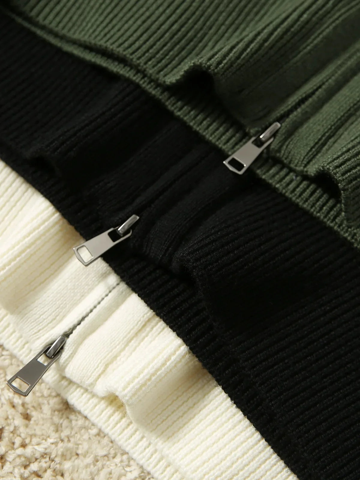 Orla | Stand Collar Two Way Zip Wool Knit Cardigan - View 12