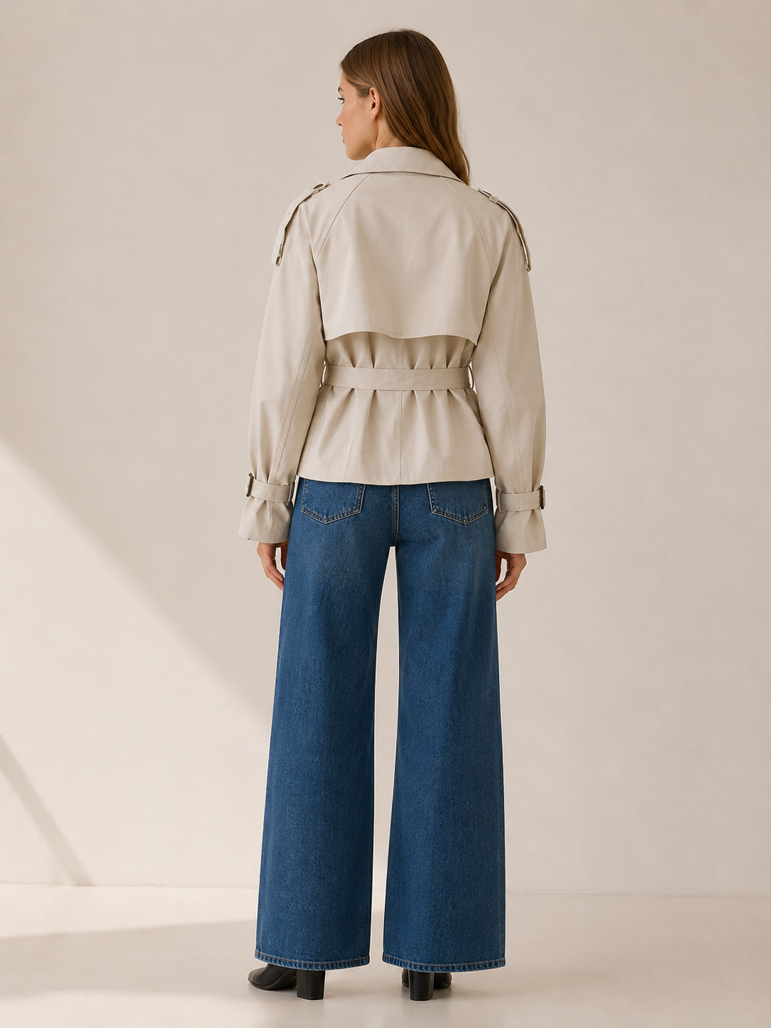 Ottavia | Buckle Cuff Double Breasted Cropped Trench Coat - View 2