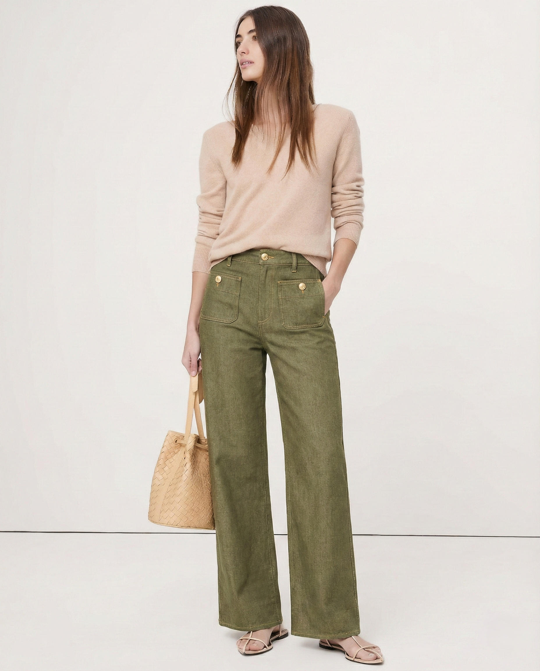 Petra | Patch Pocket High Waist Wide Leg Sailor Jeans - View 10