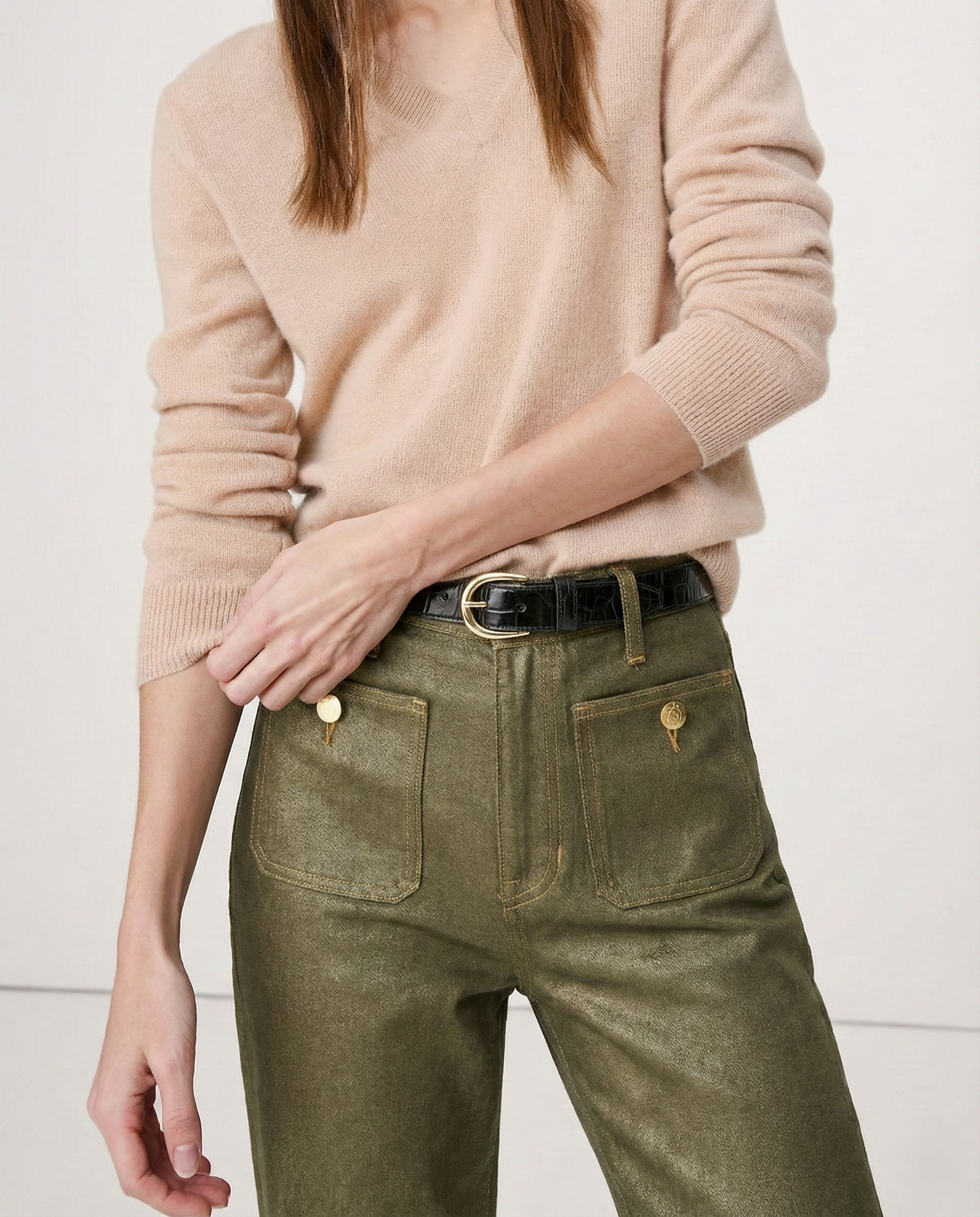 Petra | Patch Pocket High Waist Wide Leg Sailor Jeans - View 11