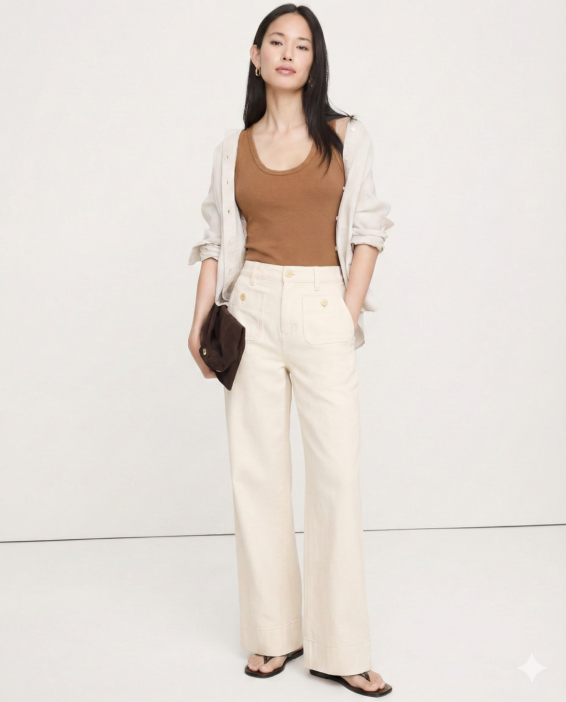 Petra | Patch Pocket High Waist Wide Leg Sailor Jeans - View 20