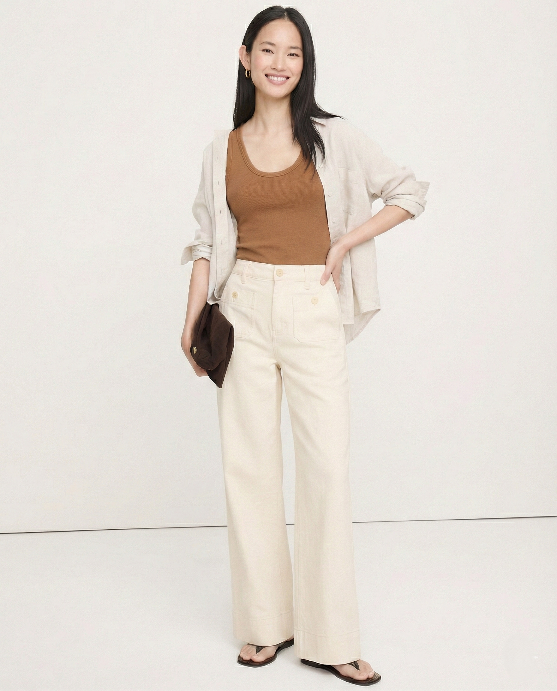 Petra | Patch Pocket High Waist Wide Leg Sailor Jeans - View 21