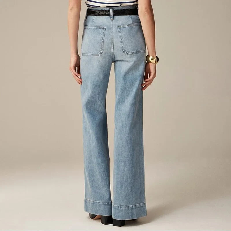 Petra | Patch Pocket High Waist Wide Leg Sailor Jeans - View 23