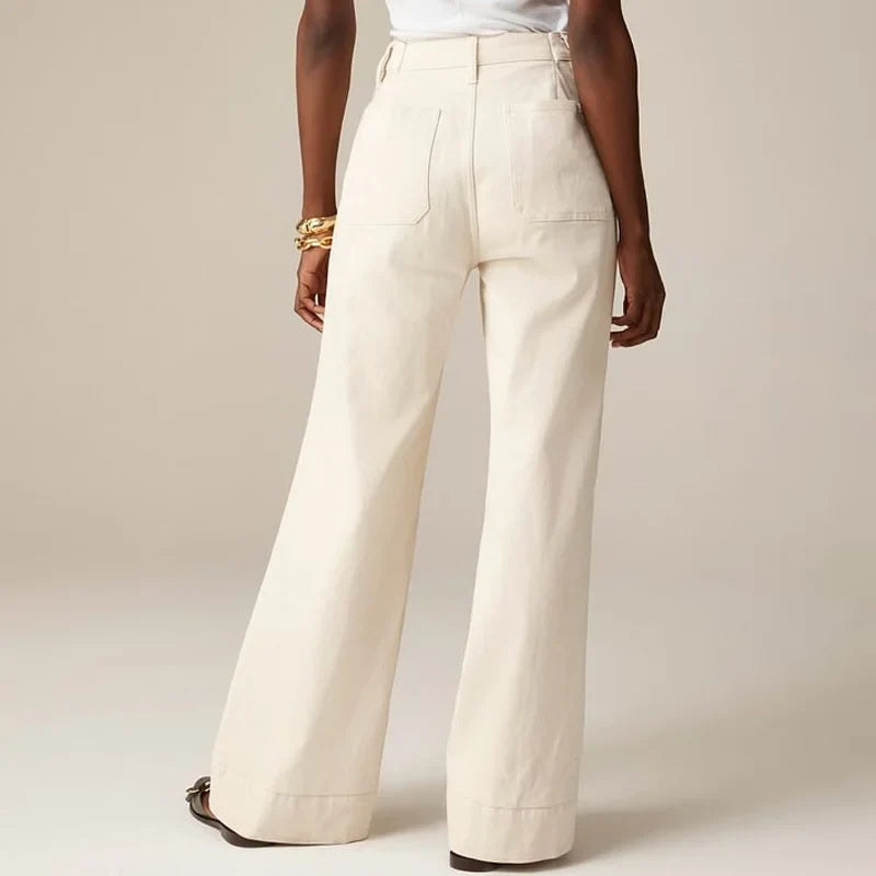 Petra | Patch Pocket High Waist Wide Leg Sailor Jeans - View 28