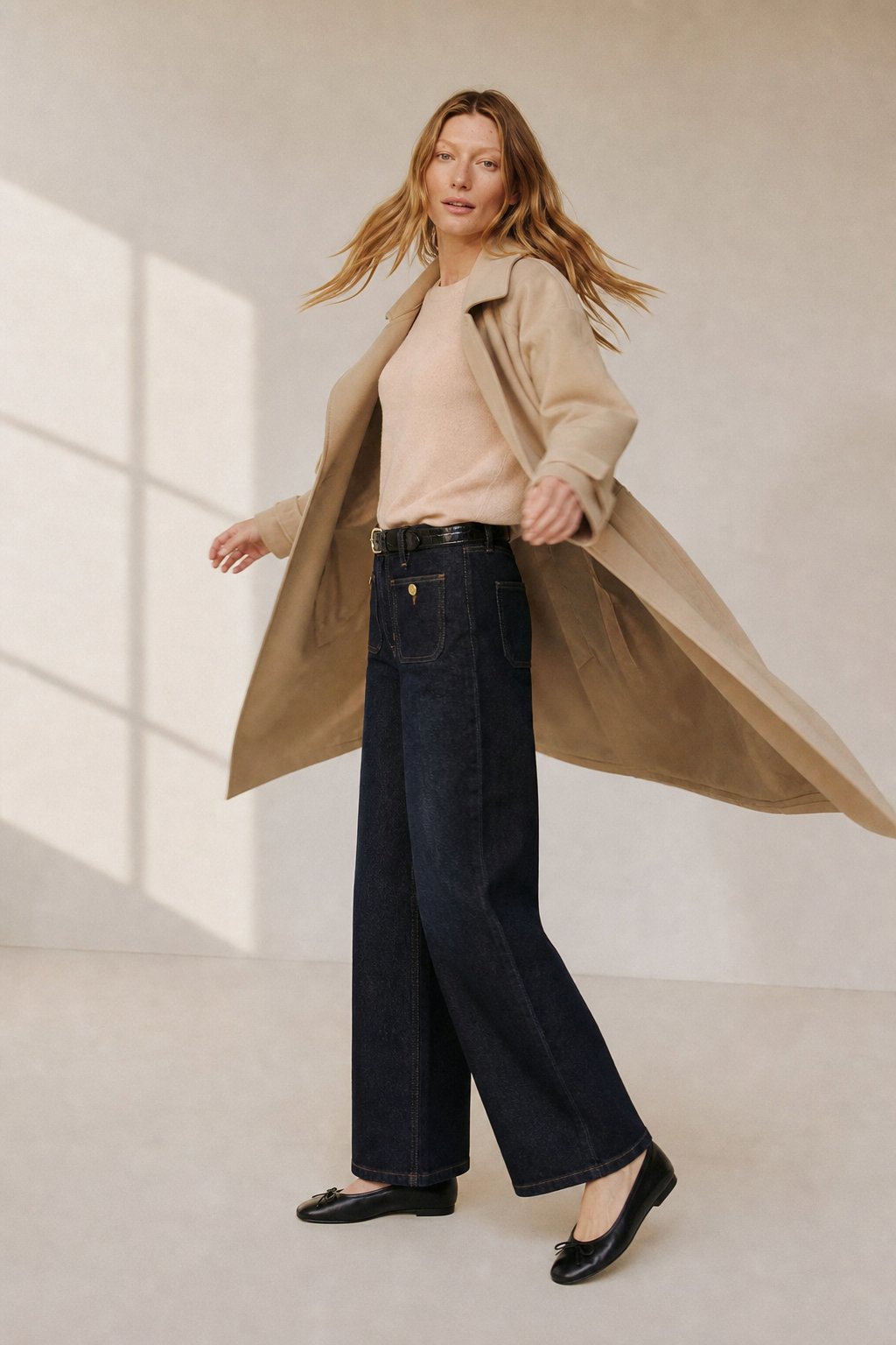 Petra | Patch Pocket High Waist Wide Leg Sailor Jeans - View 5