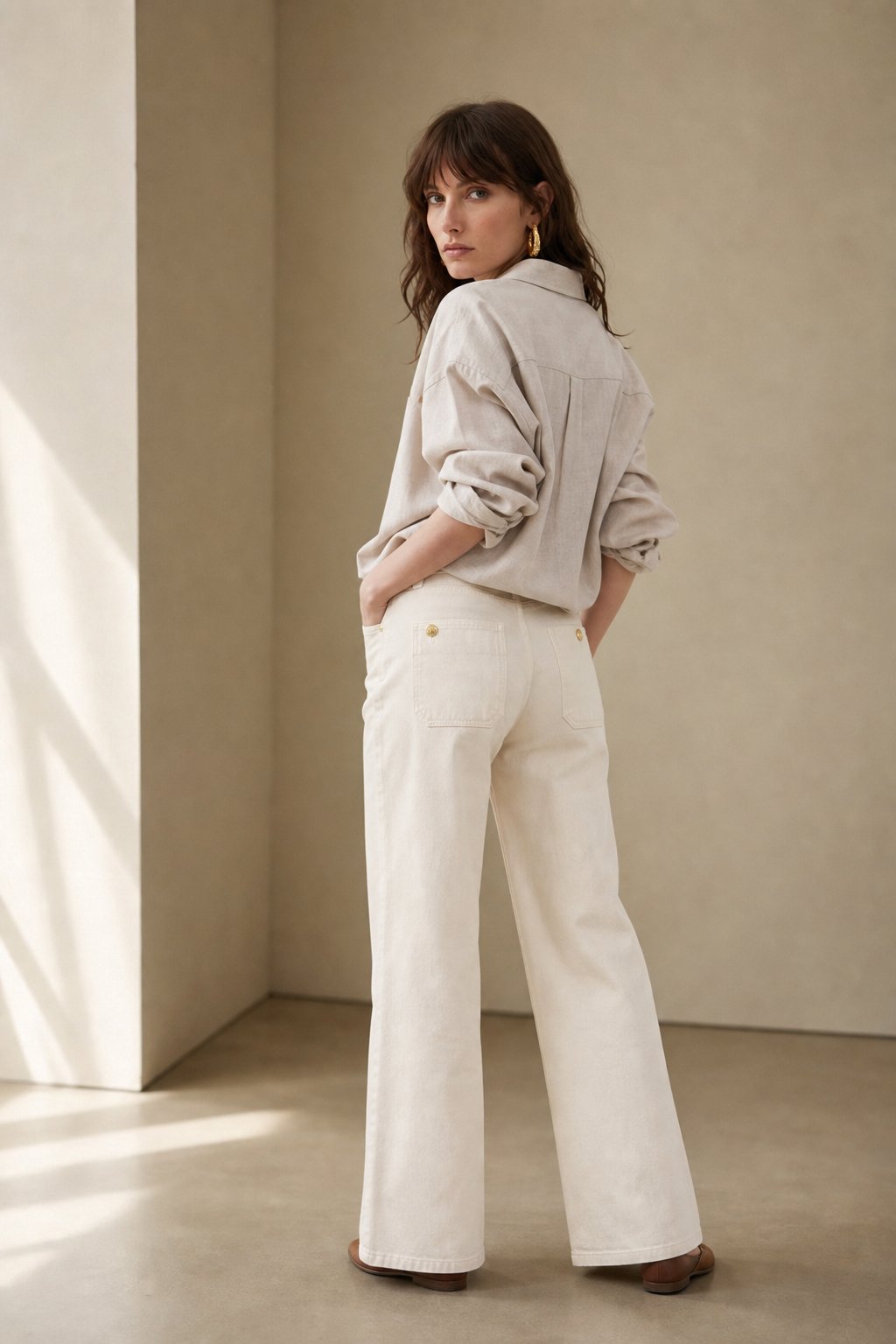 Petra | Patch Pocket High Waist Wide Leg Sailor Jeans - View 7