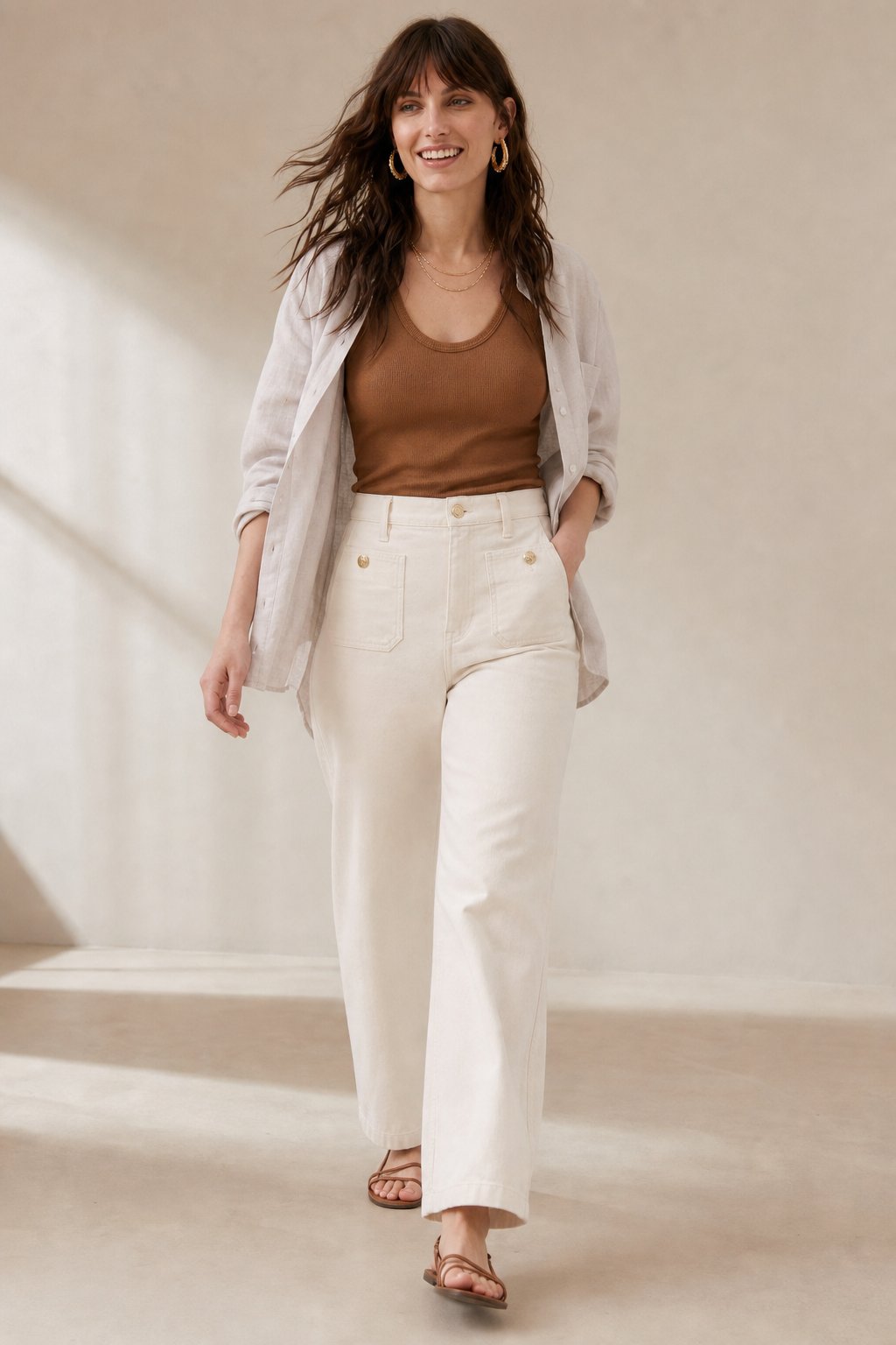 Petra | Patch Pocket High Waist Wide Leg Sailor Jeans - View 8