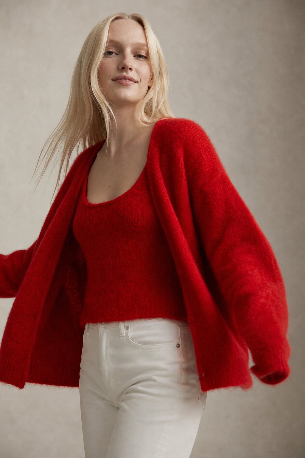 Quilla | Fluffy Eyelash Knit V Neck Button Cardigan - View 15