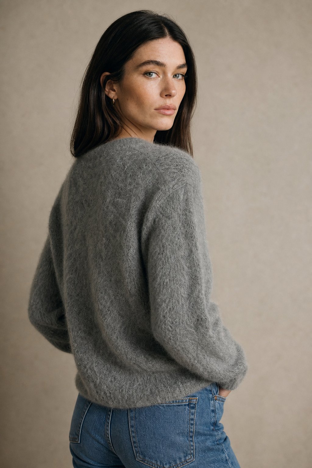 Quilla | Fluffy Eyelash Knit V Neck Button Cardigan - View 17