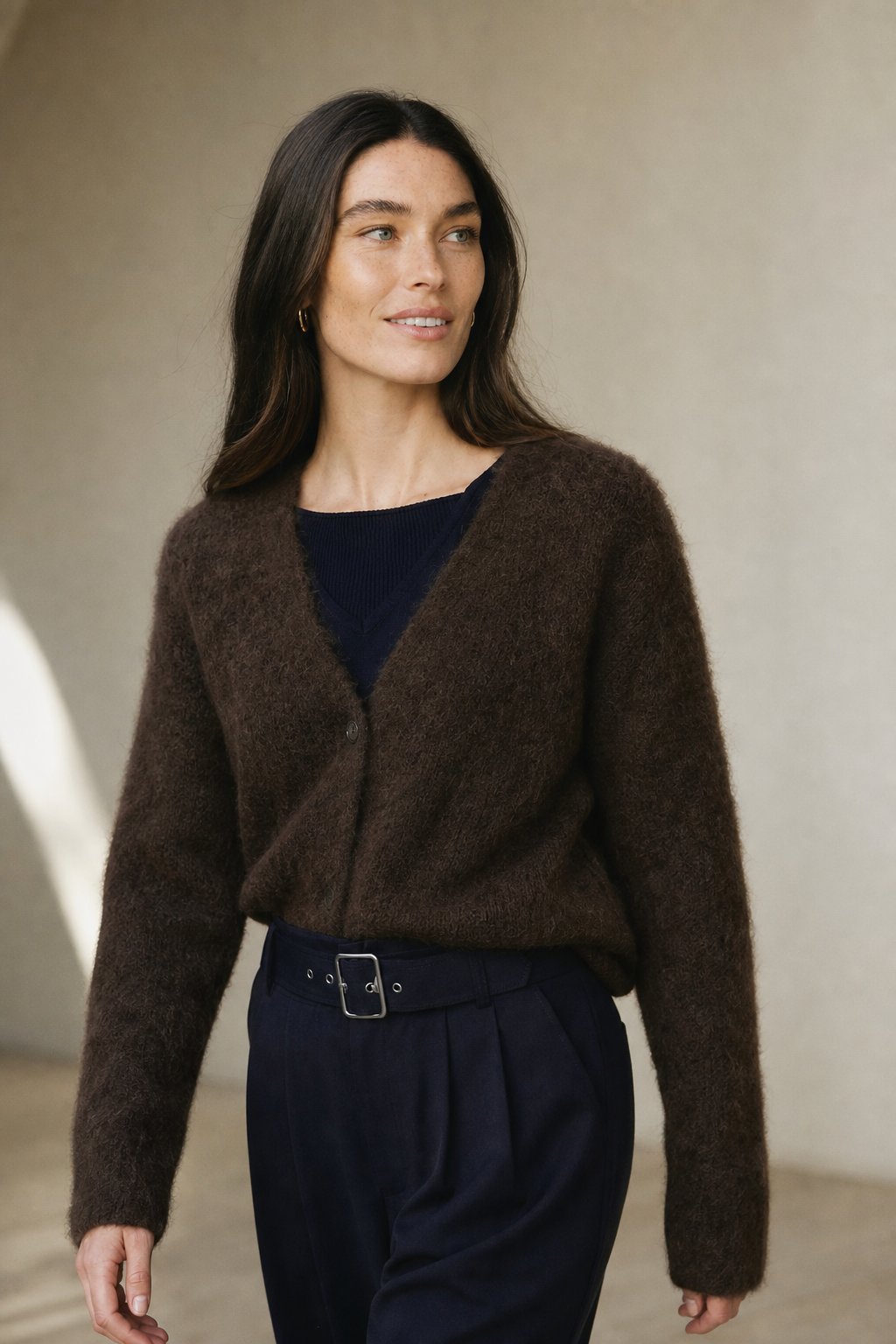Quilla | Fluffy Eyelash Knit V Neck Button Cardigan - View 20