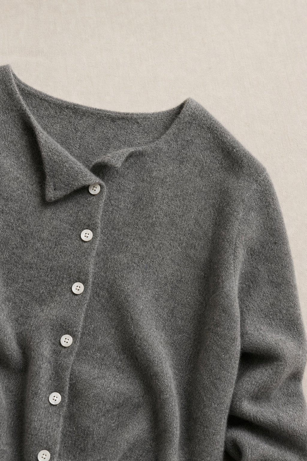 Rosalind | Asymmetric Button Front Cashmere Knit Sweater - View 10