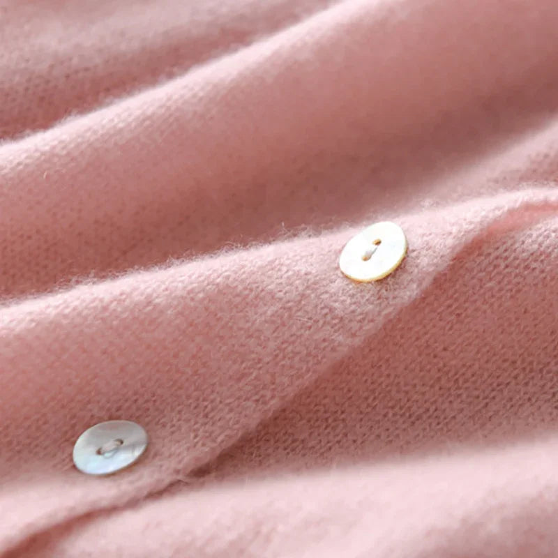 Rosalind | Asymmetric Button Front Cashmere Knit Sweater - View 28
