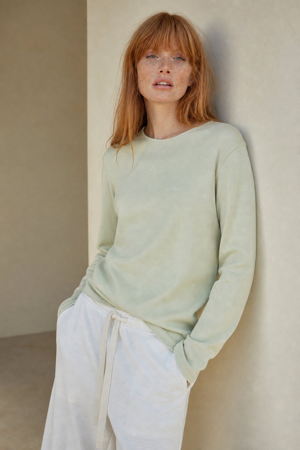 Rosamund | Slim Fine Knit Crew Neck Long Sleeve Tee