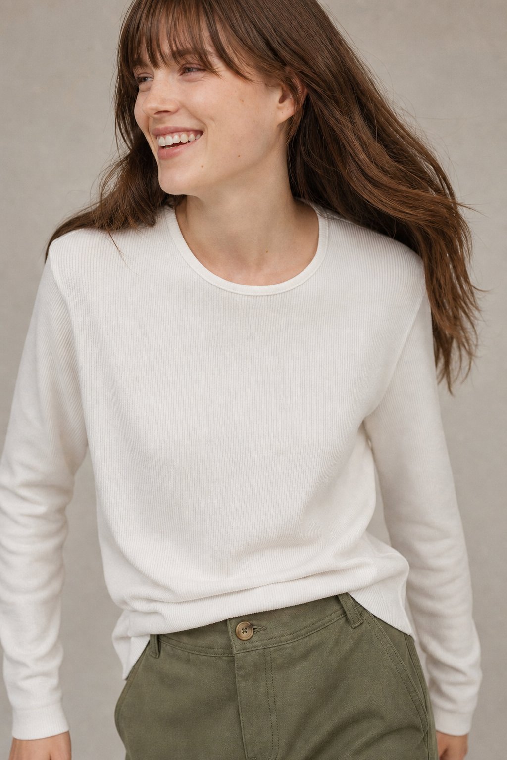 Rosamund | Slim Fine Knit Crew Neck Long Sleeve Tee - View 5