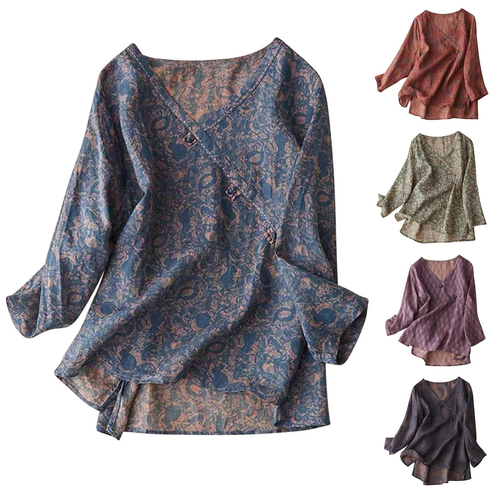 Saoirse | Paisley Print Knot Button Wrap Front Blouse - View 20
