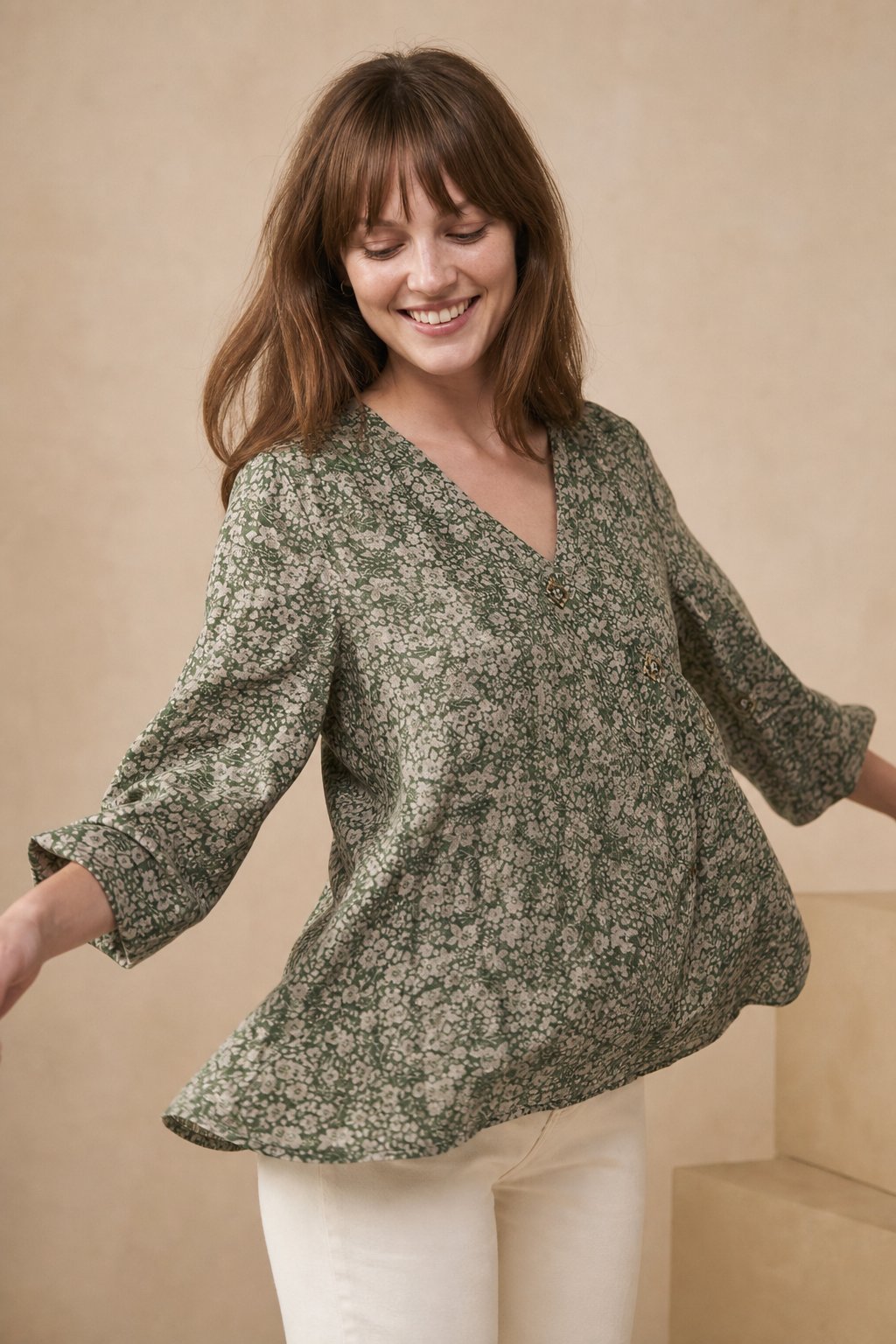 Saoirse | Paisley Print Knot Button Wrap Front Blouse - View 7