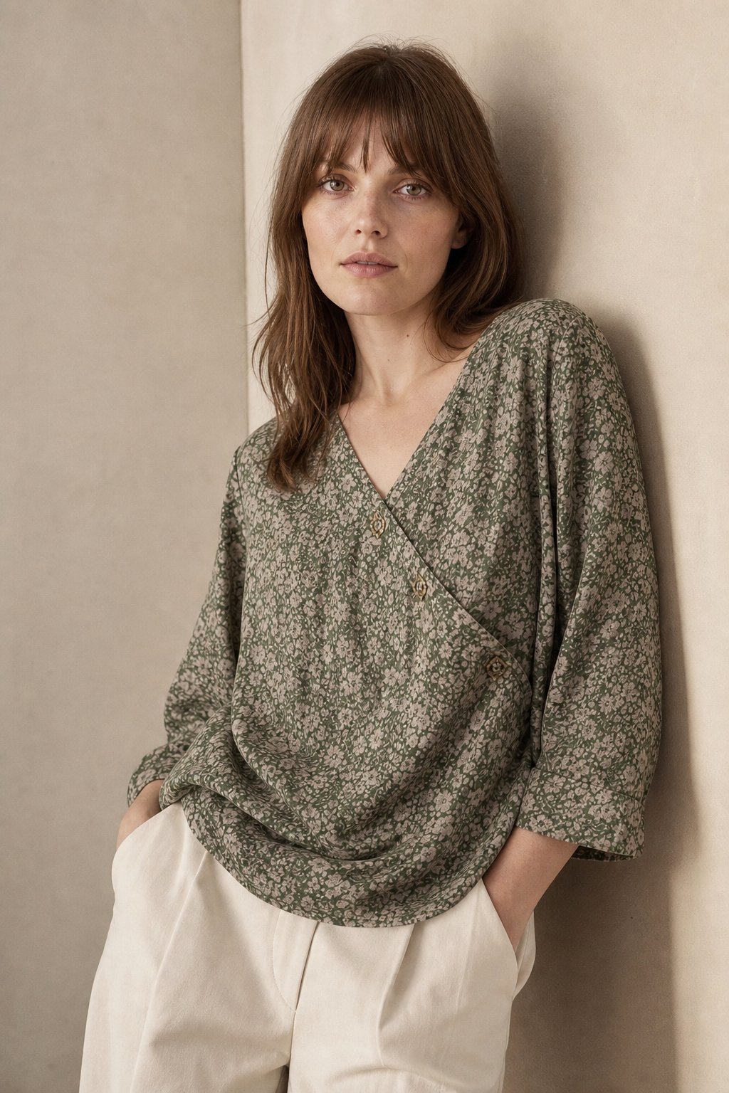 Saoirse | Paisley Print Knot Button Wrap Front Blouse - View 8