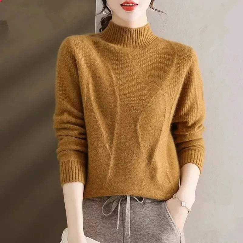 Sylvie | Brushed Ribbed Raglan Sleeve Mock Neck Sweater - View 10