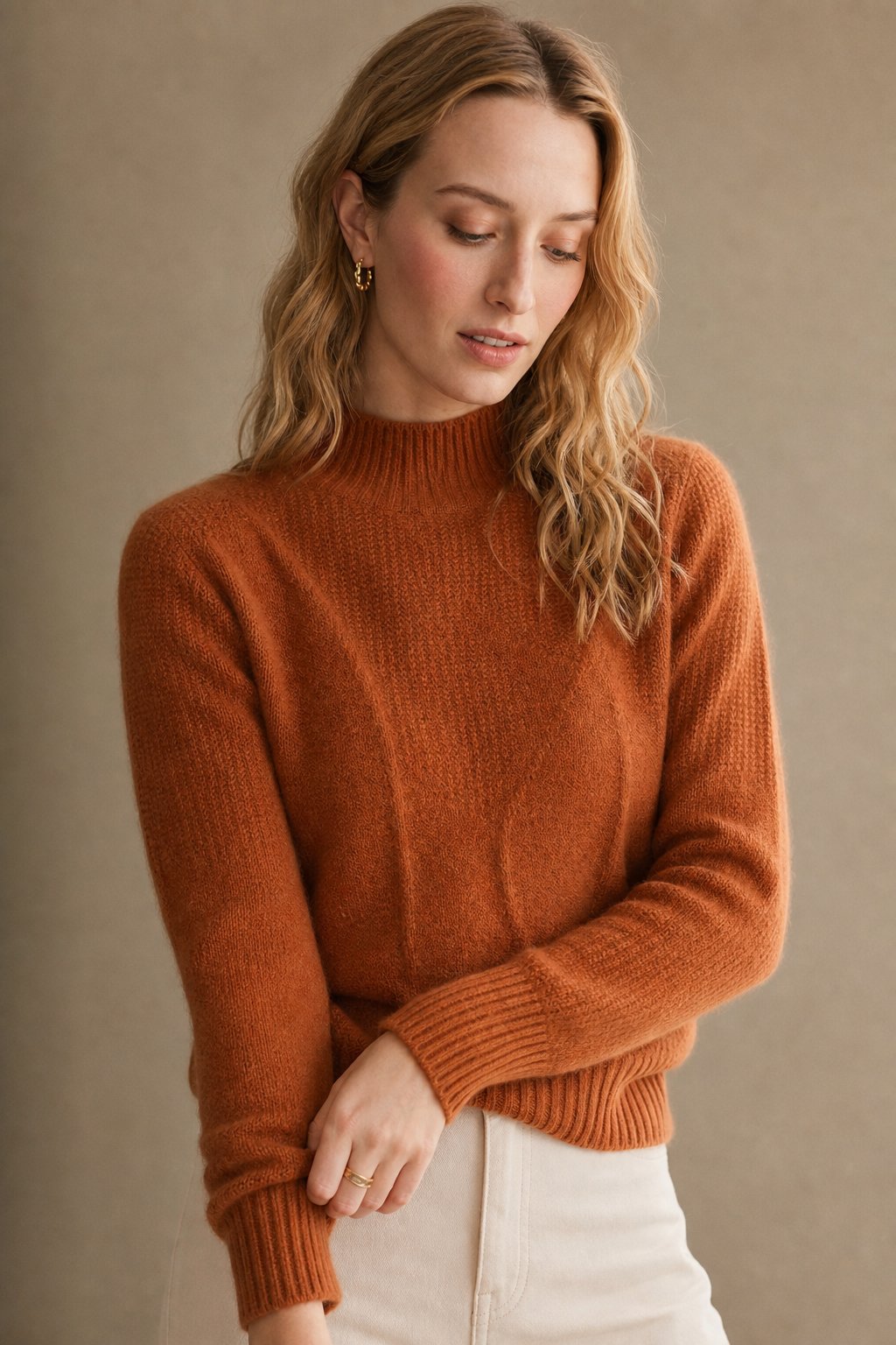 Sylvie | Brushed Ribbed Raglan Sleeve Mock Neck Sweater - View 8