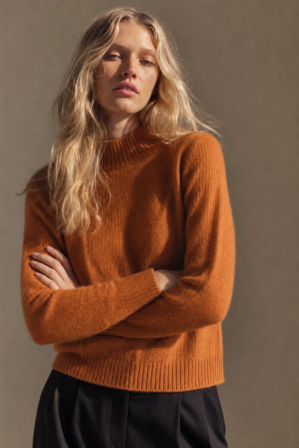 Sylvie | Brushed Ribbed Raglan Sleeve Mock Neck Sweater - View 9
