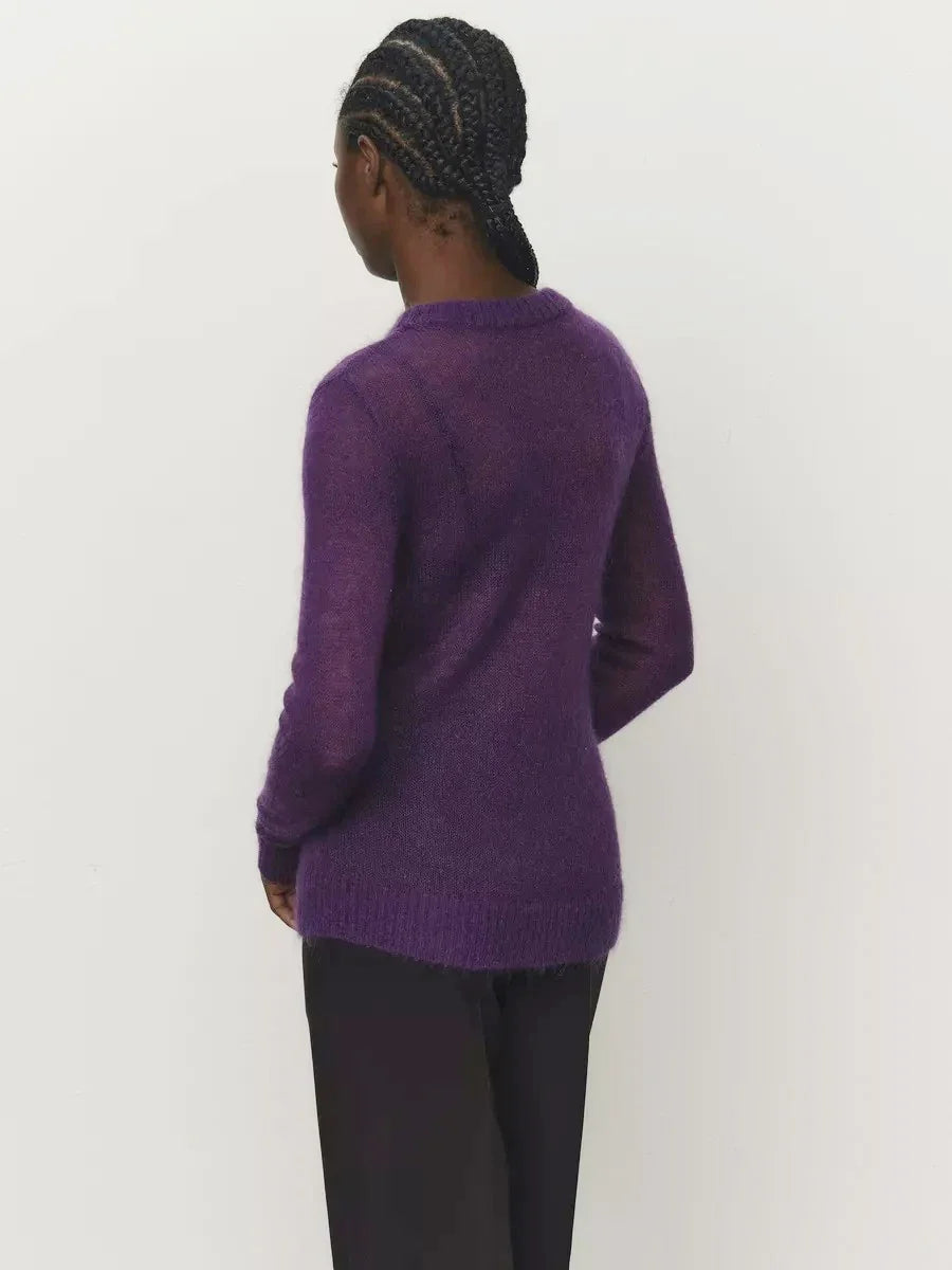 Thea | Relaxed Brushed Mohair Crew Neck Knit Sweater - View 53