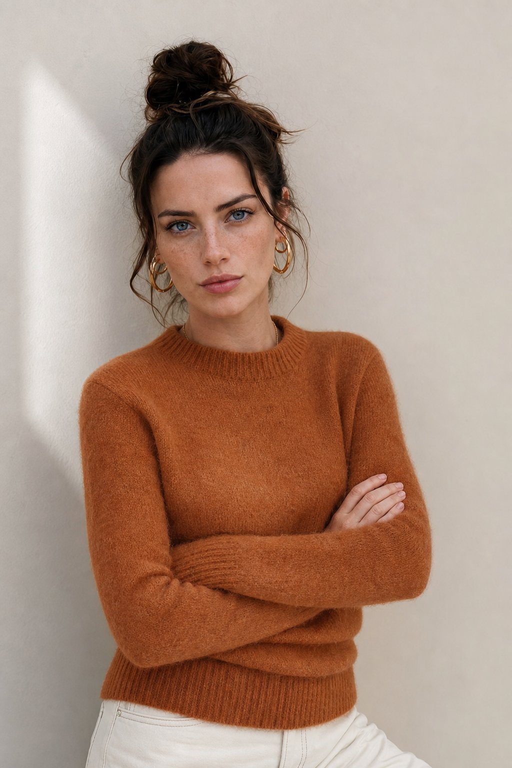 Thea | Relaxed Brushed Mohair Crew Neck Knit Sweater - View 6