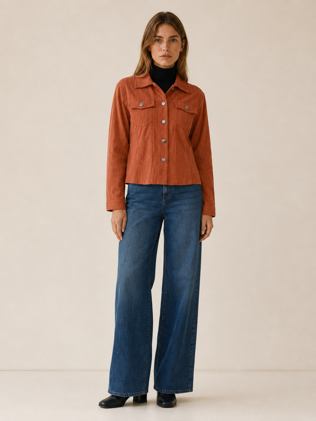 Verena | Chest Flap Pocket Snap Front Cropped Jacket