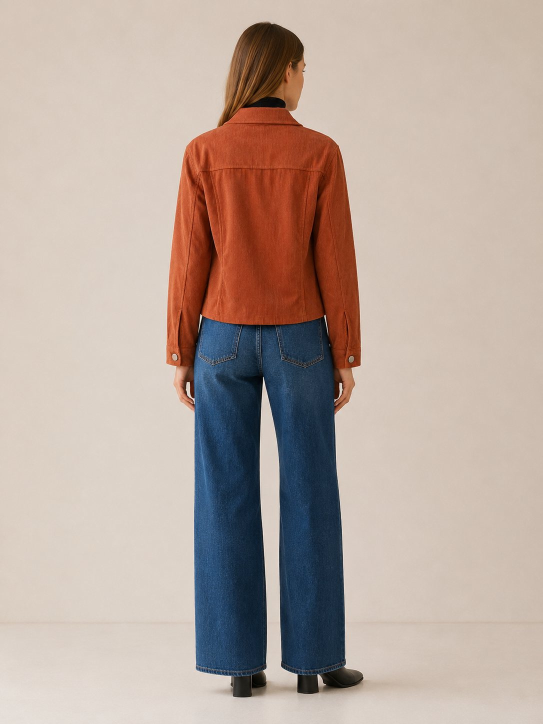 Verena | Chest Flap Pocket Snap Front Cropped Jacket - View 2
