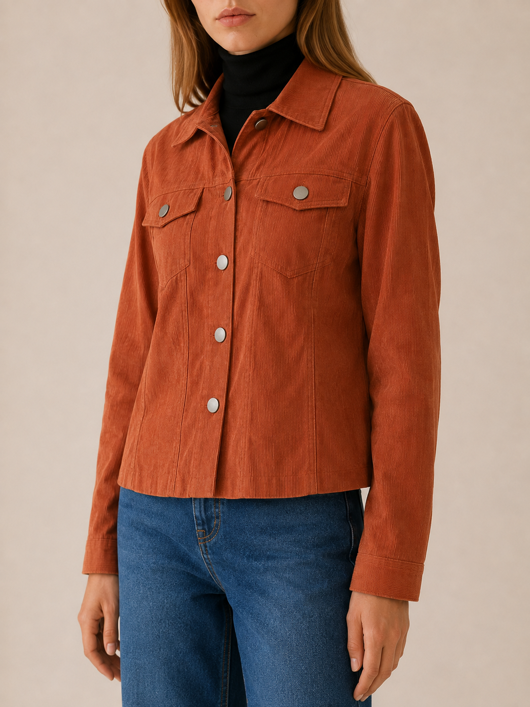 Verena | Chest Flap Pocket Snap Front Cropped Jacket - View 4