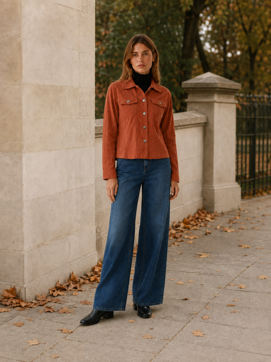 Verena | Chest Flap Pocket Snap Front Cropped Jacket - View 5