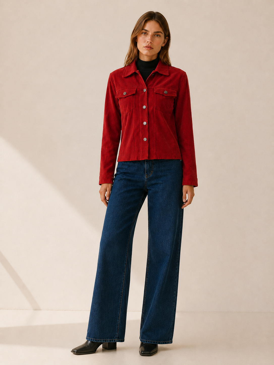 Verena | Chest Flap Pocket Snap Front Cropped Jacket - View 6