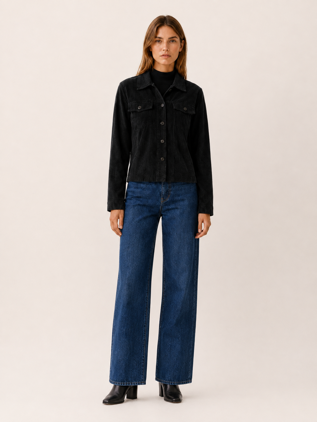 Verena | Chest Flap Pocket Snap Front Cropped Jacket - View 7