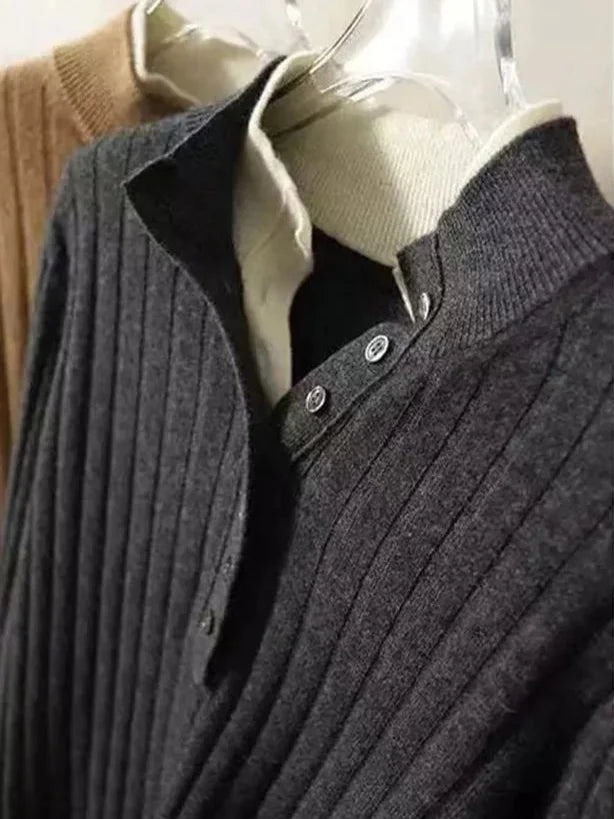 Verity | Fitted Long Sleeve Ribbed Wool Knit Polo Sweater - View 14