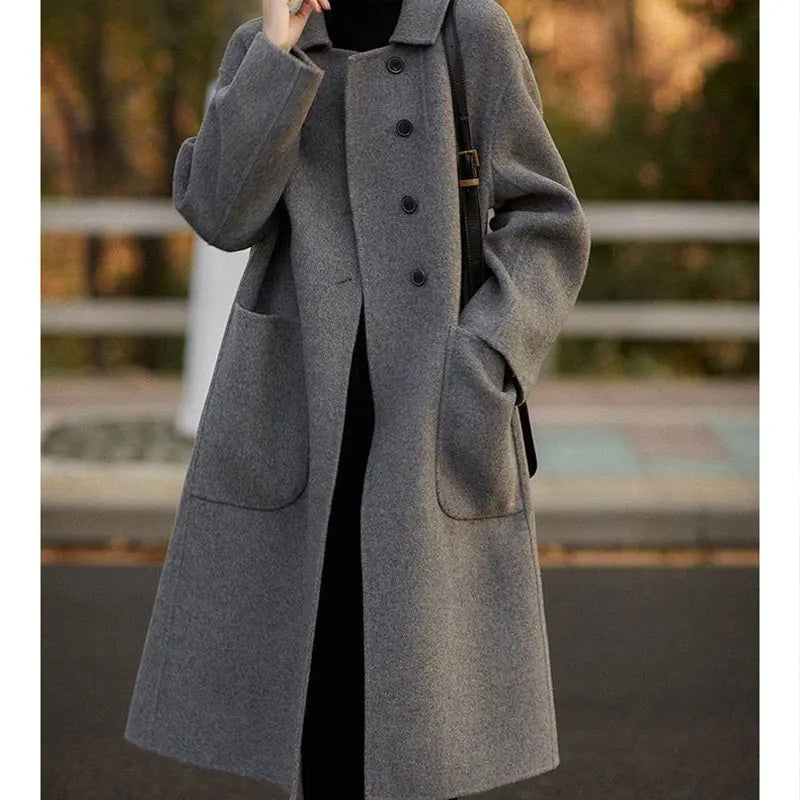 Vesper | Stand Collar Single Breasted Wool Overcoat - View 11
