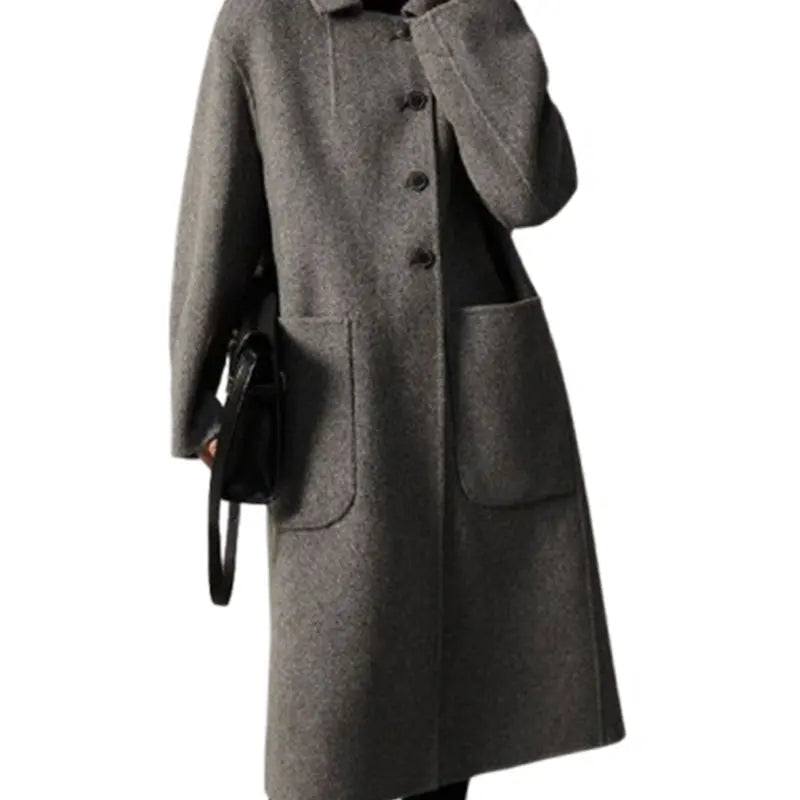 Vesper | Stand Collar Single Breasted Wool Overcoat - View 12