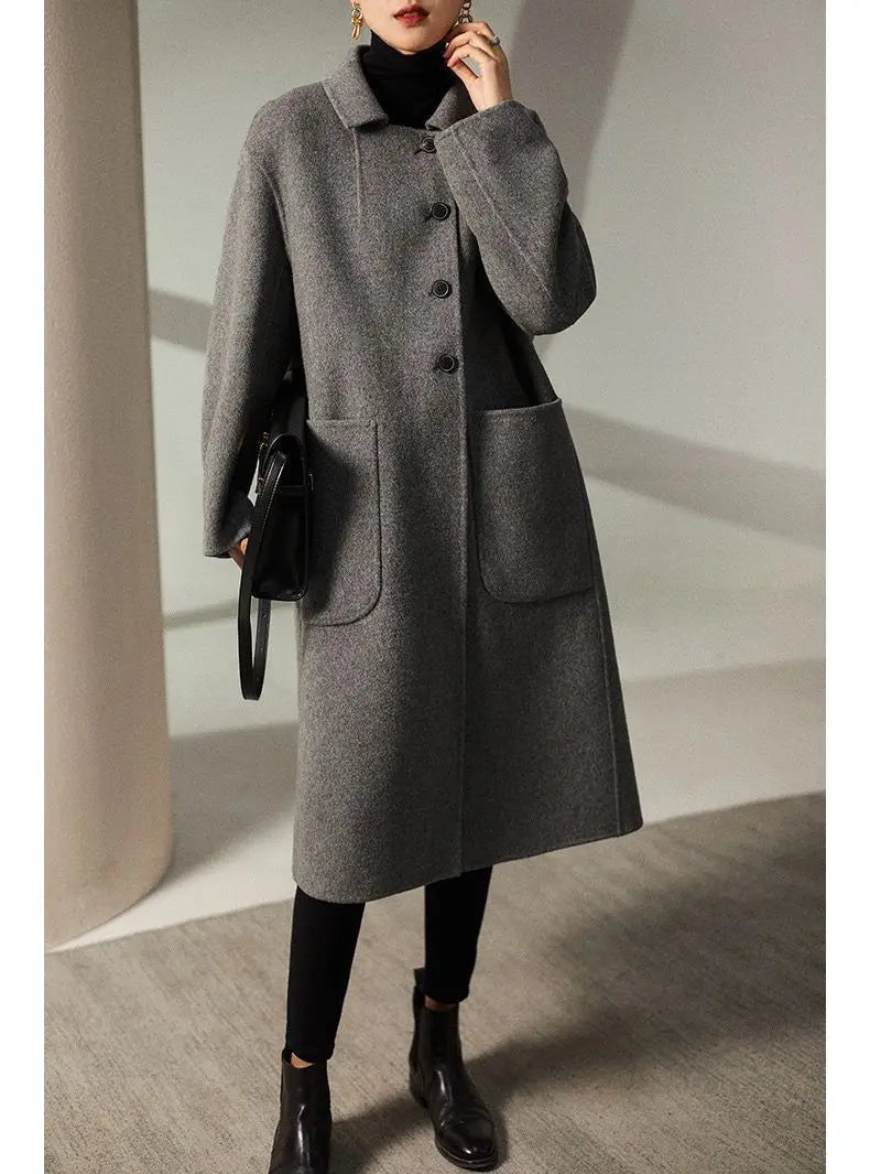 Vesper | Stand Collar Single Breasted Wool Overcoat - View 16