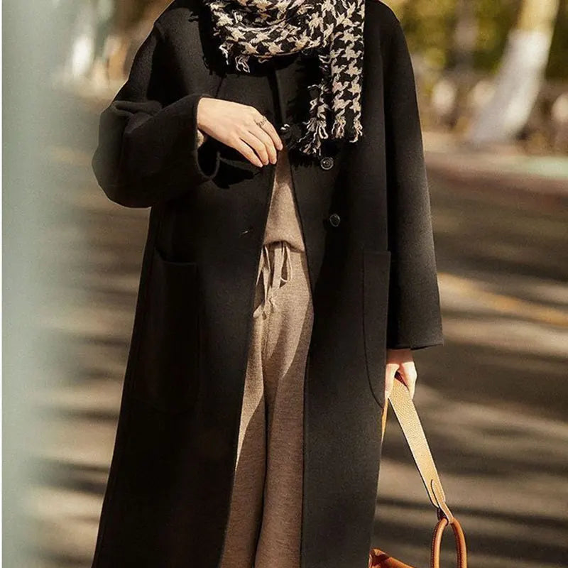 Vesper | Stand Collar Single Breasted Wool Overcoat - View 22