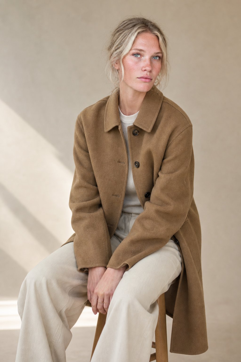 Vesper | Stand Collar Single Breasted Wool Overcoat - View 3