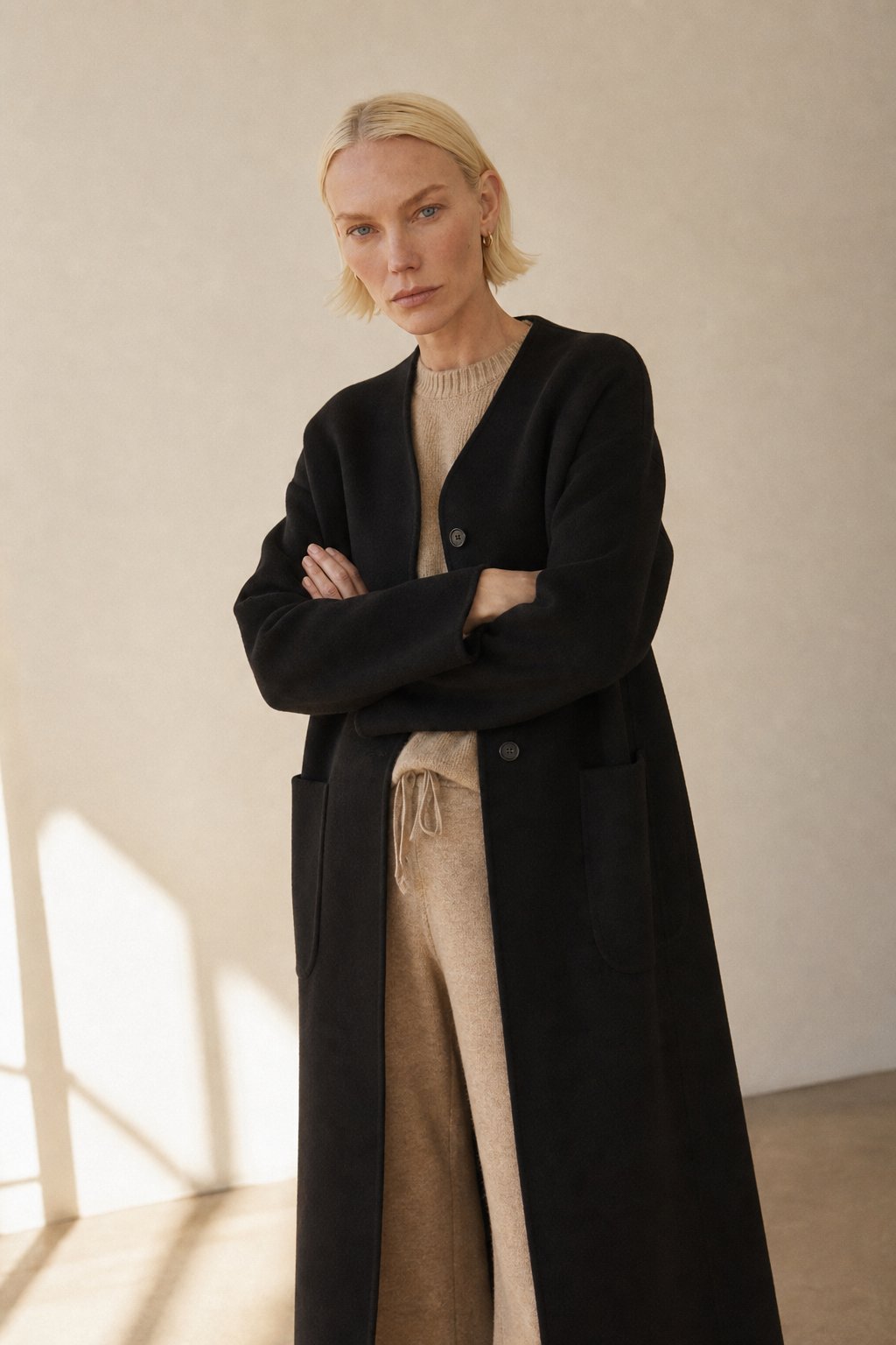 Vesper | Stand Collar Single Breasted Wool Overcoat - View 5