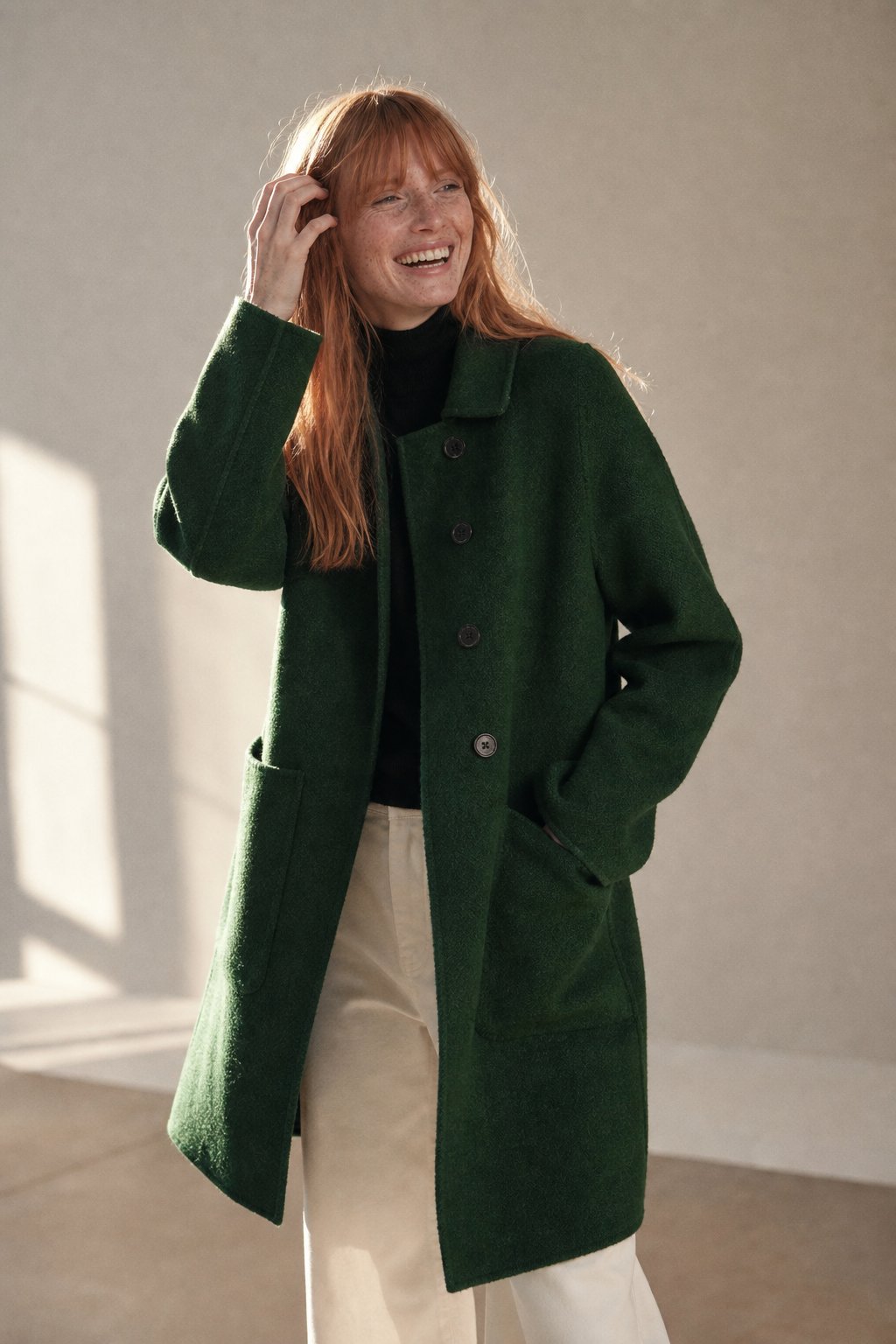 Vesper | Stand Collar Single Breasted Wool Overcoat - View 7