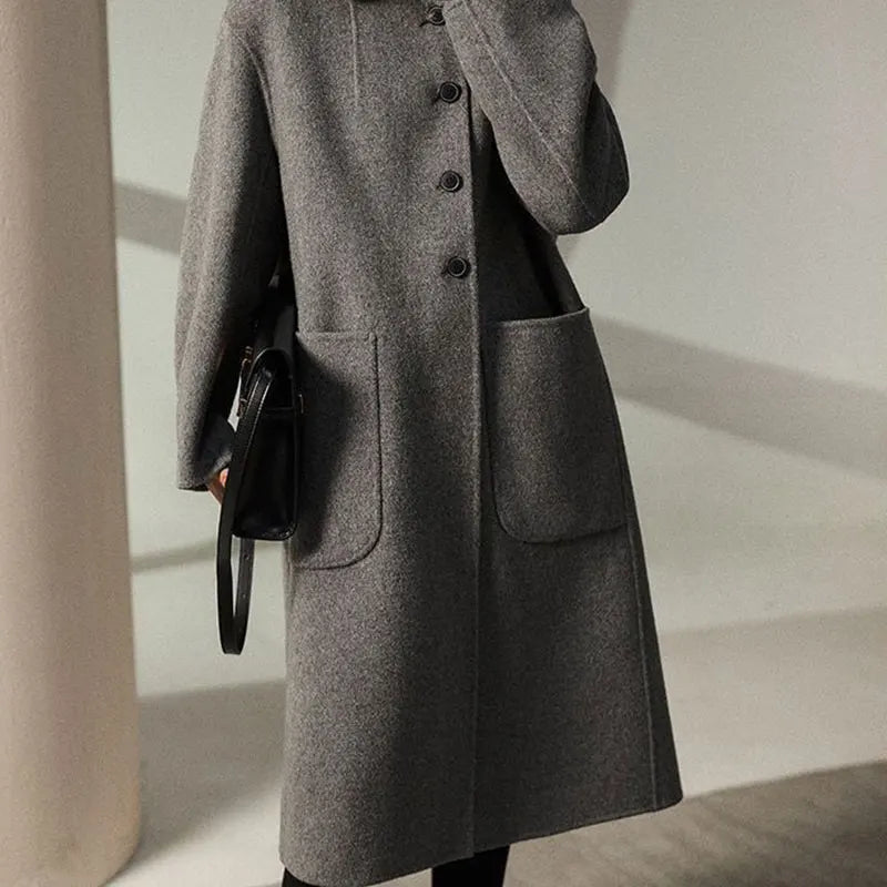 Vesper | Stand Collar Single Breasted Wool Overcoat - View 9