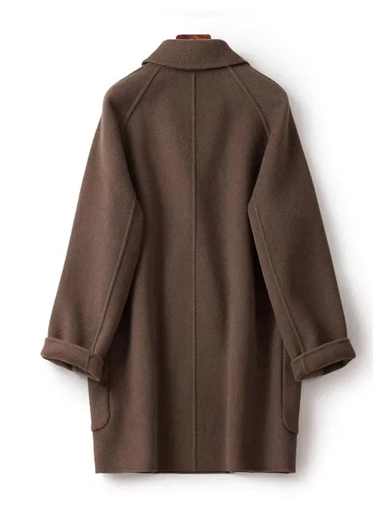 Wilhelmina | Oversized Double Breasted Wool Herringbone Coat - View 22