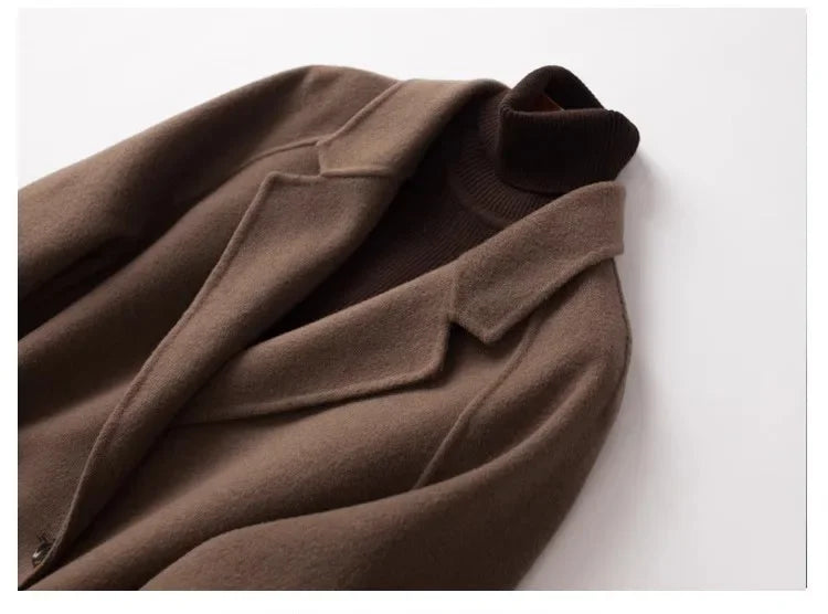 Wilhelmina | Oversized Double Breasted Wool Herringbone Coat - View 23